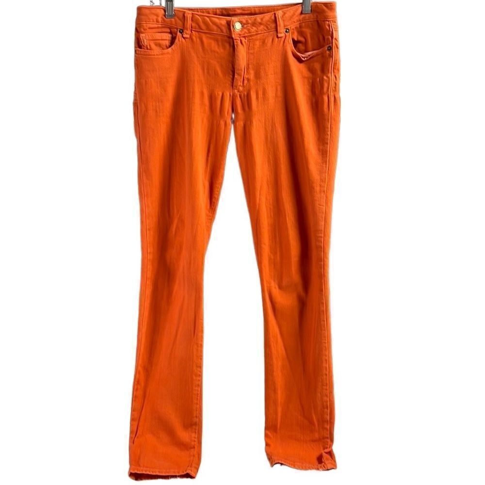 MICHAEL KORS Ladies Orange Cotton Denim Straight Leg Jeans Pants Size 6
